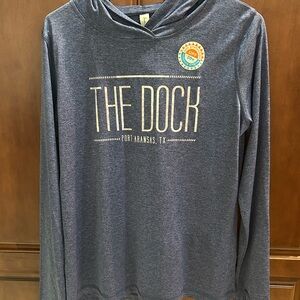 Blue Long Sleeve Hoodie with 'The Dock' Print UBF 30+